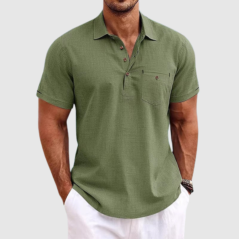 Montarello Men's Short-Sleeve Linen-Look Holiday Polo Shirt