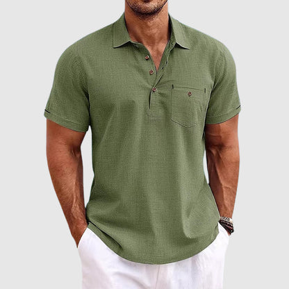 Montarello Men's Short-Sleeve Linen-Look Holiday Polo Shirt