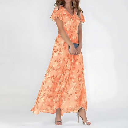 Montarello Floral Flutter Sleeve Midi Dress Women's