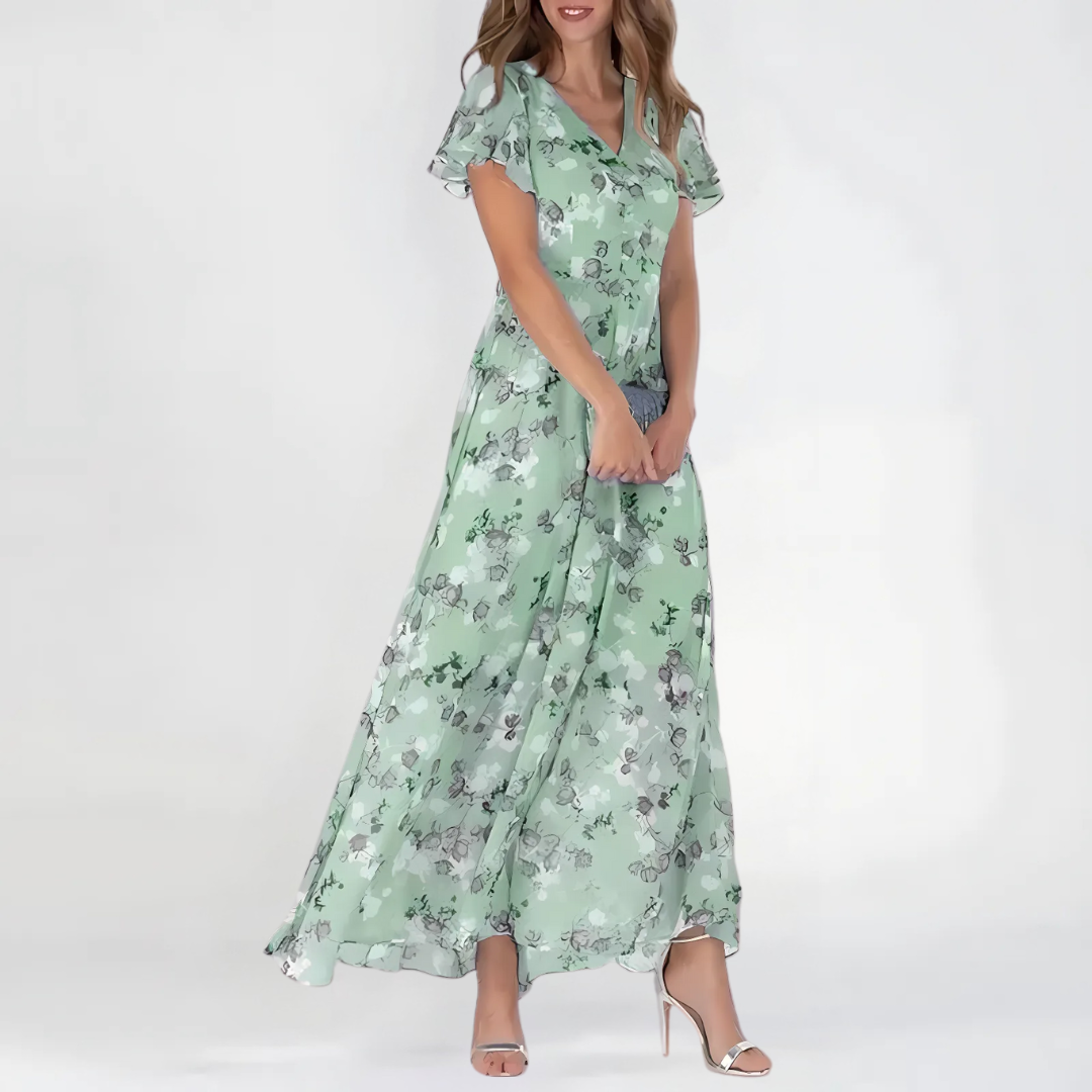 Montarello Floral Flutter Sleeve Midi Dress Women's