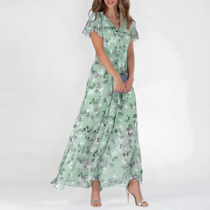 Montarello Floral Flutter Sleeve Midi Dress Women's