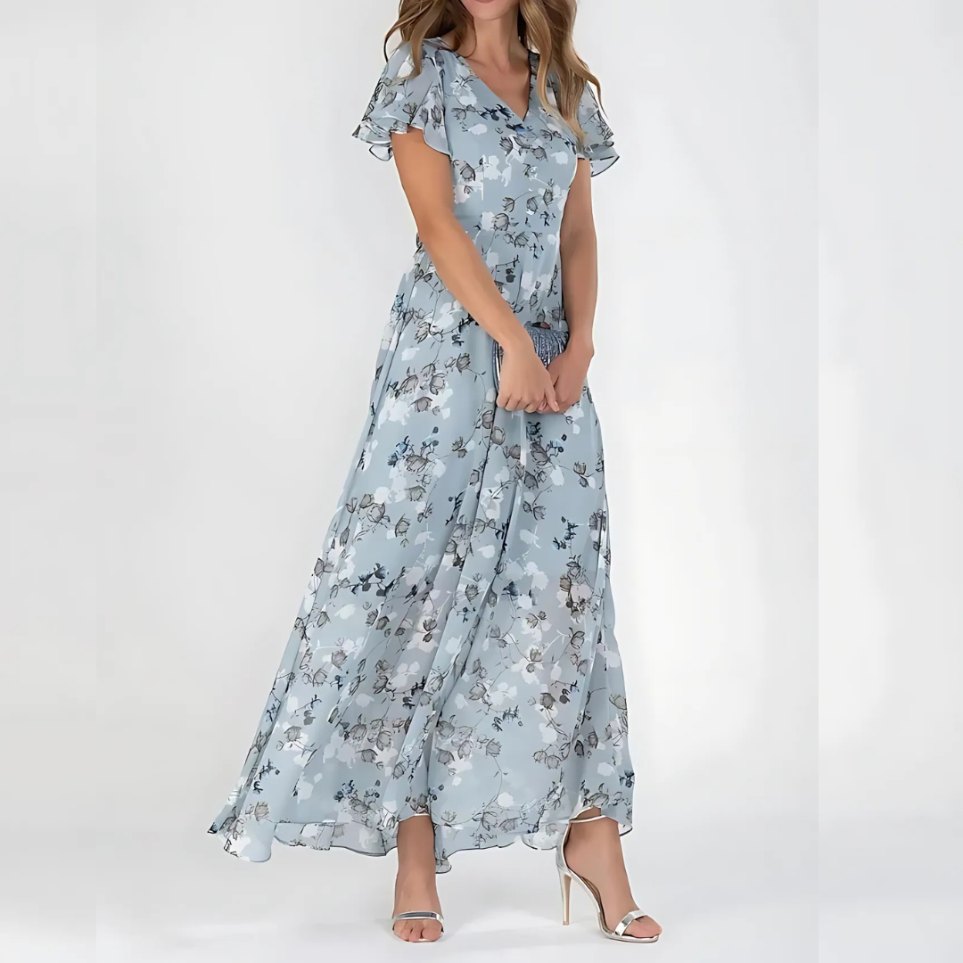 Montarello Floral Flutter Sleeve Midi Dress Women's