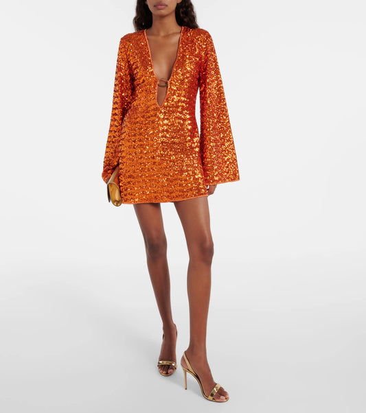 Montarello Sequin V-Neck Women's Mini Dress