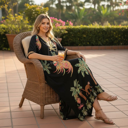 Montarello Tropical Print Kaftan Maxi Dress Women's