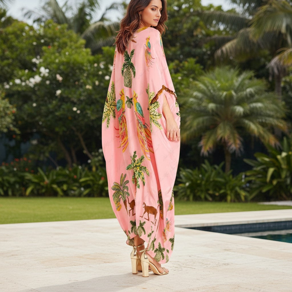 Montarello Tropical Print Kaftan Maxi Dress Women's