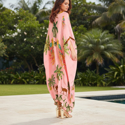 Montarello Tropical Print Kaftan Maxi Dress Women's