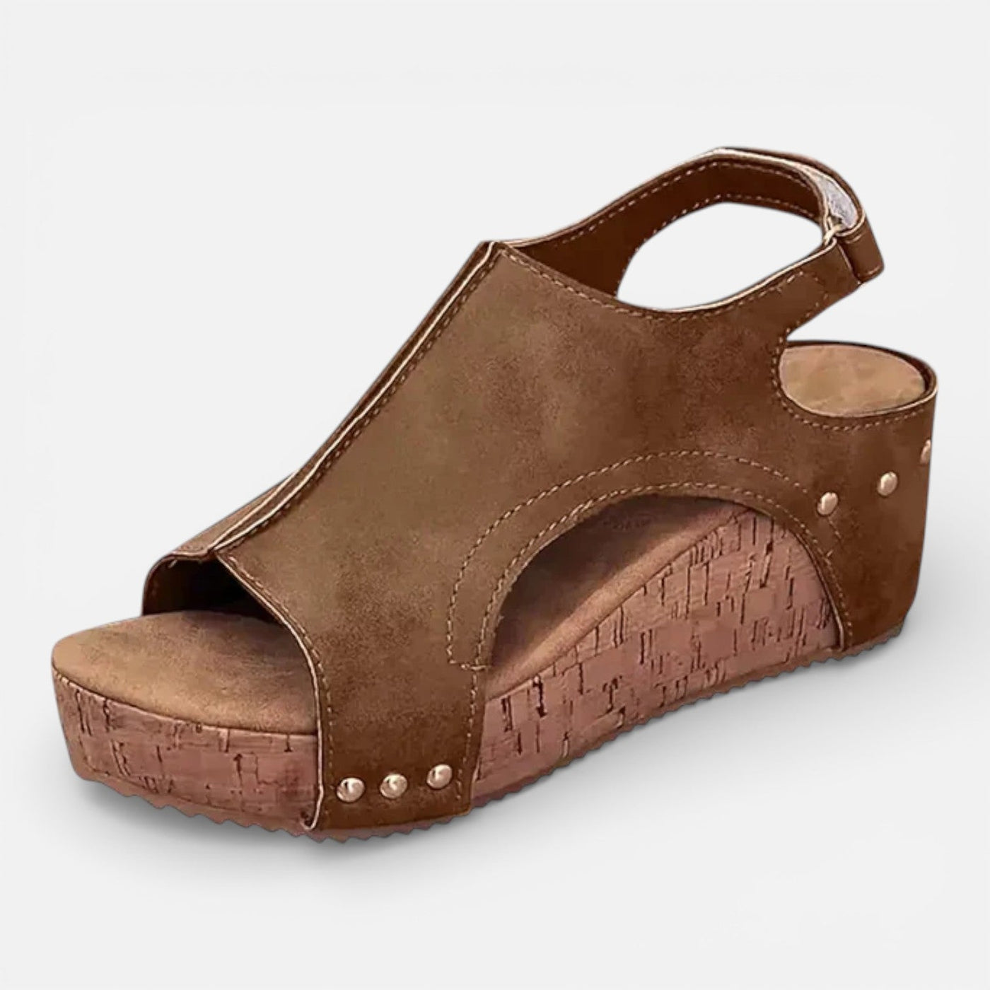 Montarello Women's Open-Toe Cork Wedge Cushioned Platform Sandals