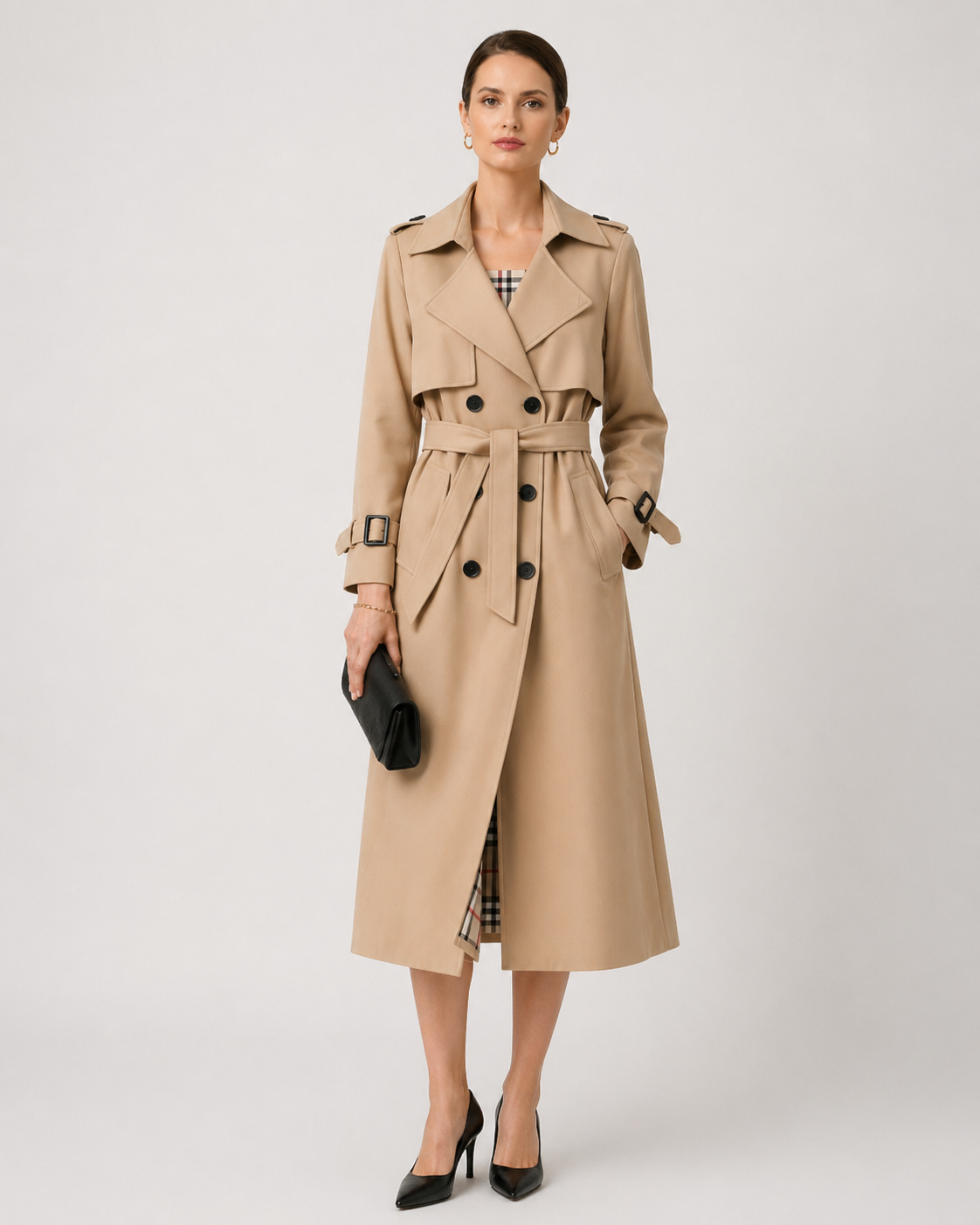 Montarello Women's Belted Trench Coat with Tailored Fit