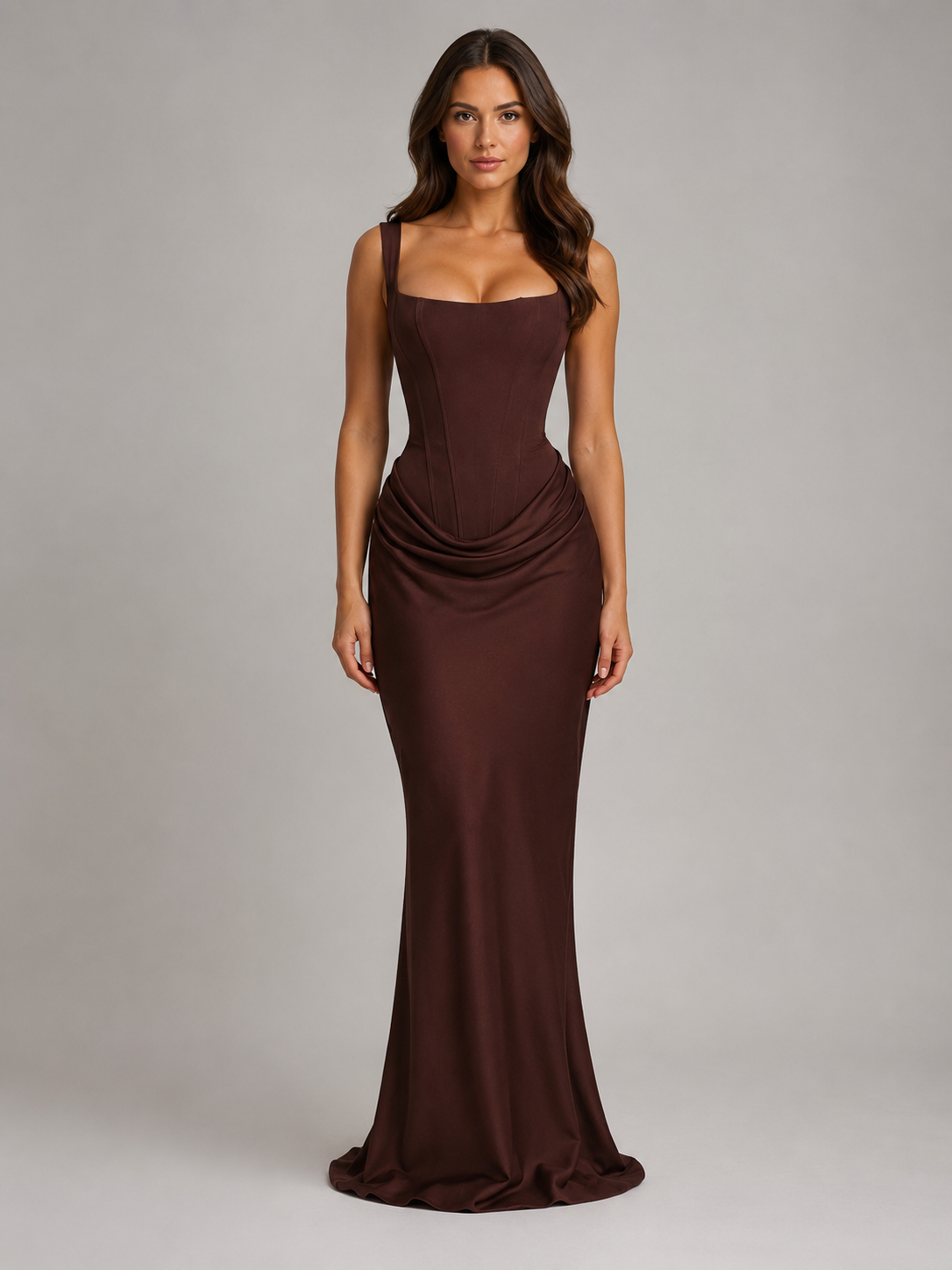 Montarello Women's Bodycon Draped Corset Maxi Dress – Wedding Guest Style