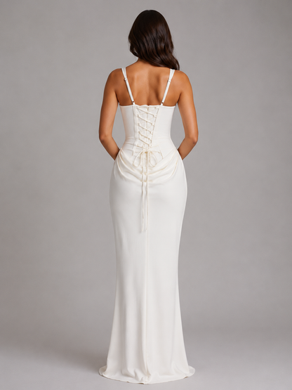 Montarello Women's Bodycon Draped Corset Maxi Dress – Wedding Guest Style