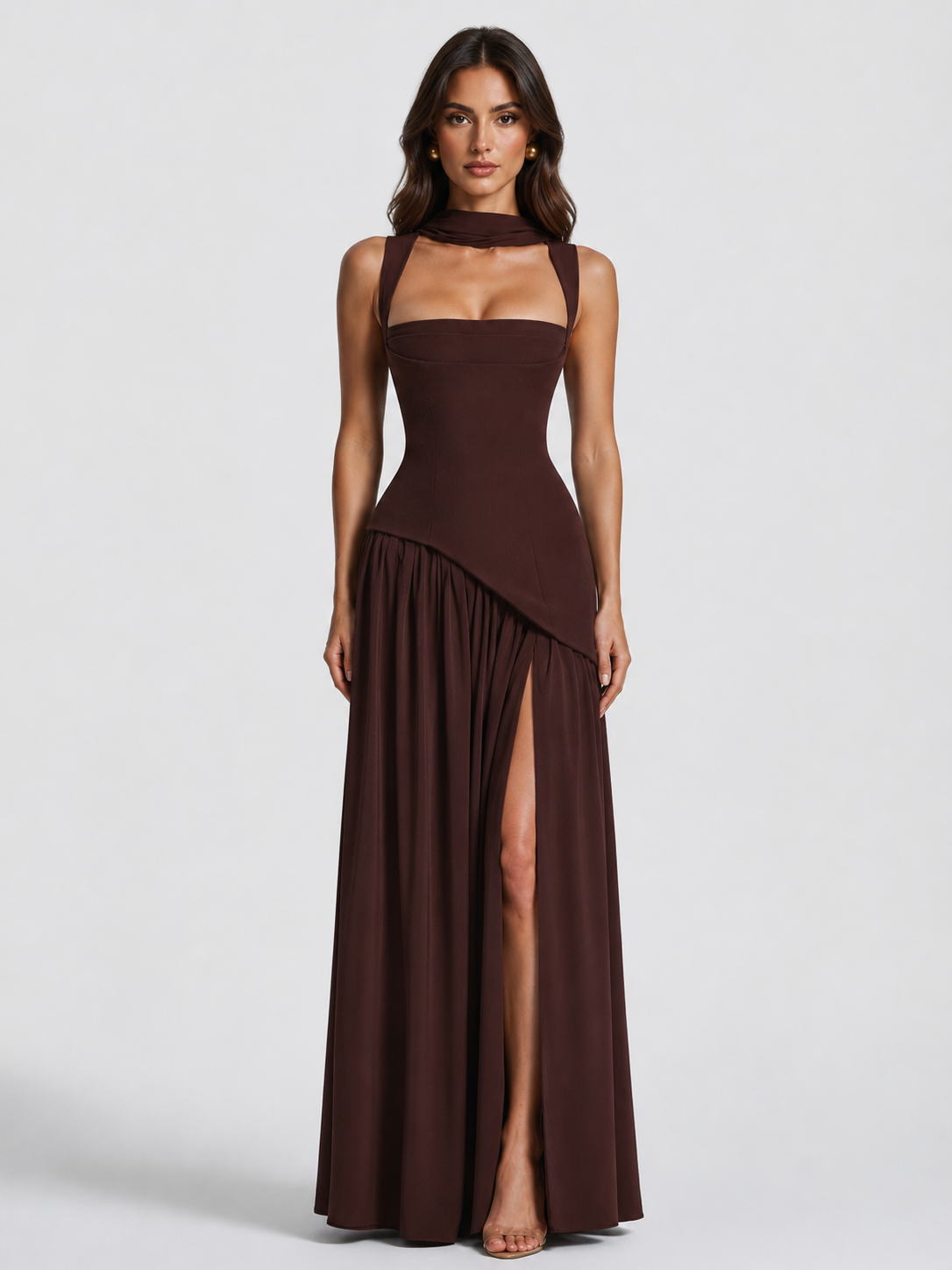 Montarello Women's Draped Satin-Look Maxi Dress – Wedding Guest Style