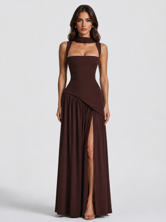 Montarello Women's Draped Satin-Look Maxi Dress – Wedding Guest Style