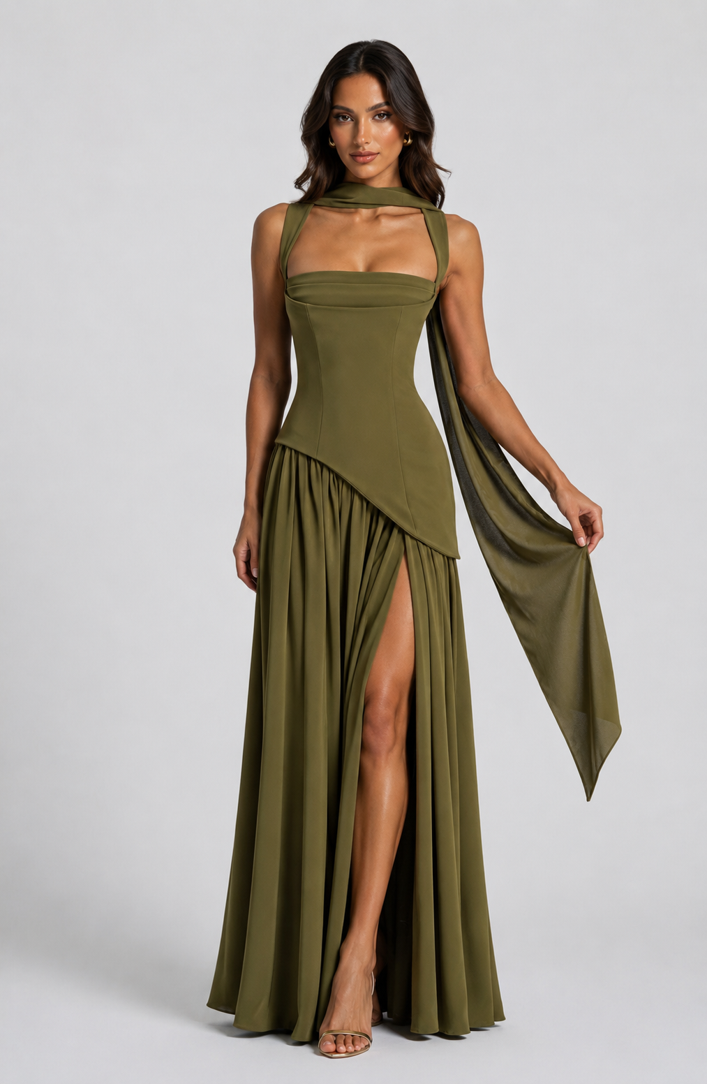 Montarello Women's Draped Satin-Look Maxi Dress – Wedding Guest Style