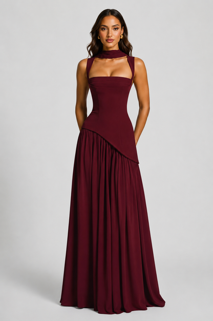 Montarello Women's Draped Satin-Look Maxi Dress – Wedding Guest Style