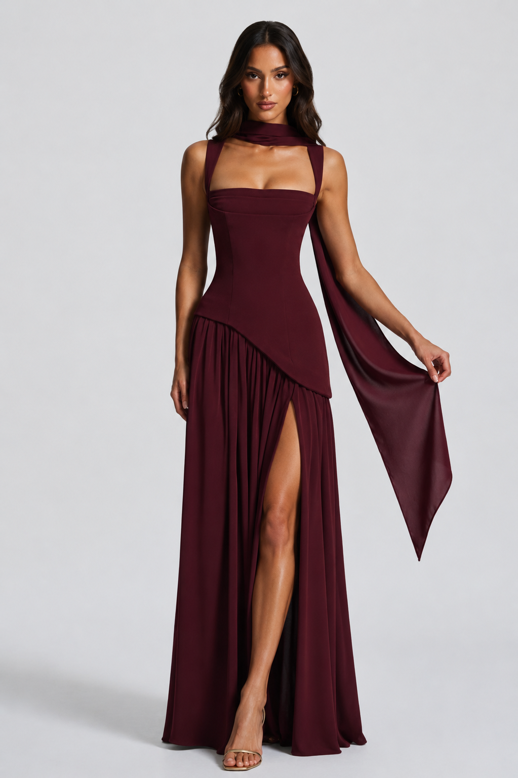 Montarello Women's Draped Satin-Look Maxi Dress – Wedding Guest Style