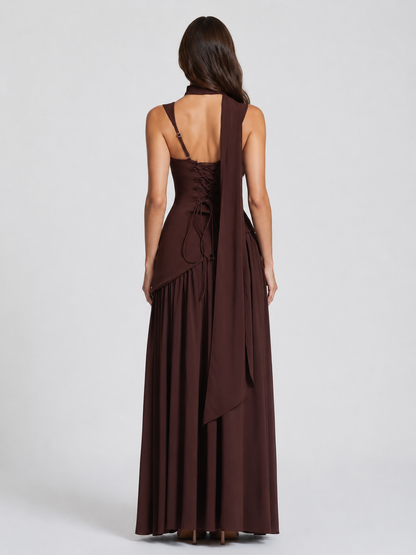 Montarello Women's Draped Satin-Look Maxi Dress – Wedding Guest Style