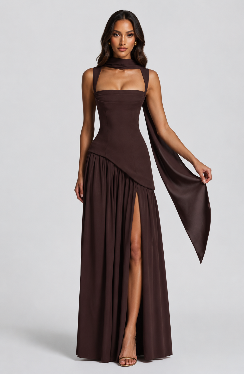 Montarello Women's Draped Satin-Look Maxi Dress – Wedding Guest Style