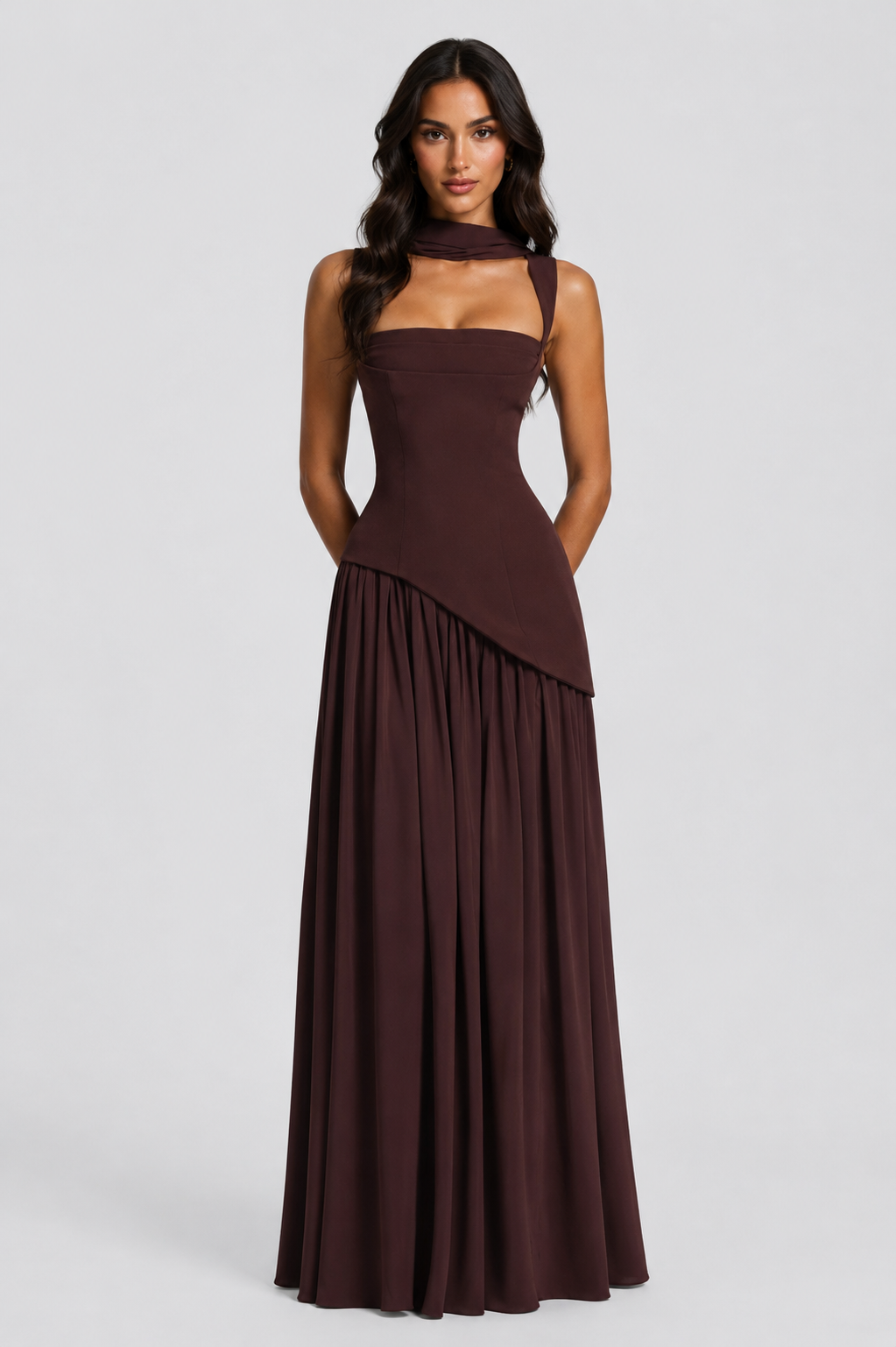 Montarello Women's Draped Satin-Look Maxi Dress – Wedding Guest Style