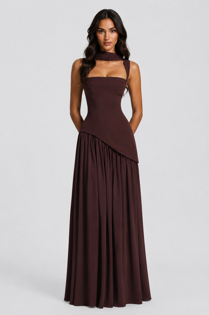 Montarello Women's Draped Satin-Look Maxi Dress – Wedding Guest Style