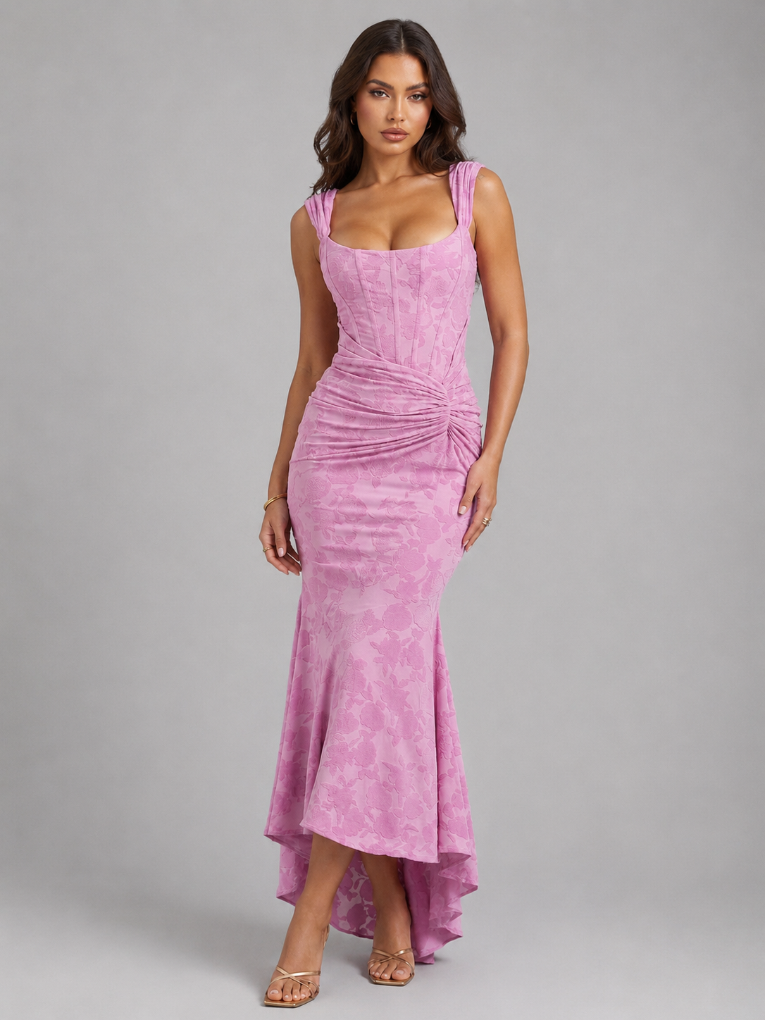 Montarello Women's Floral Corset Maxi Dress with Fishtail Hem – Wedding Guest Style