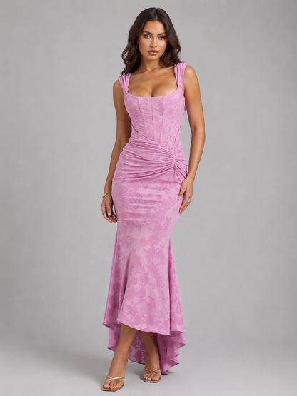 Montarello Women's Floral Corset Maxi Dress with Fishtail Hem – Wedding Guest Style