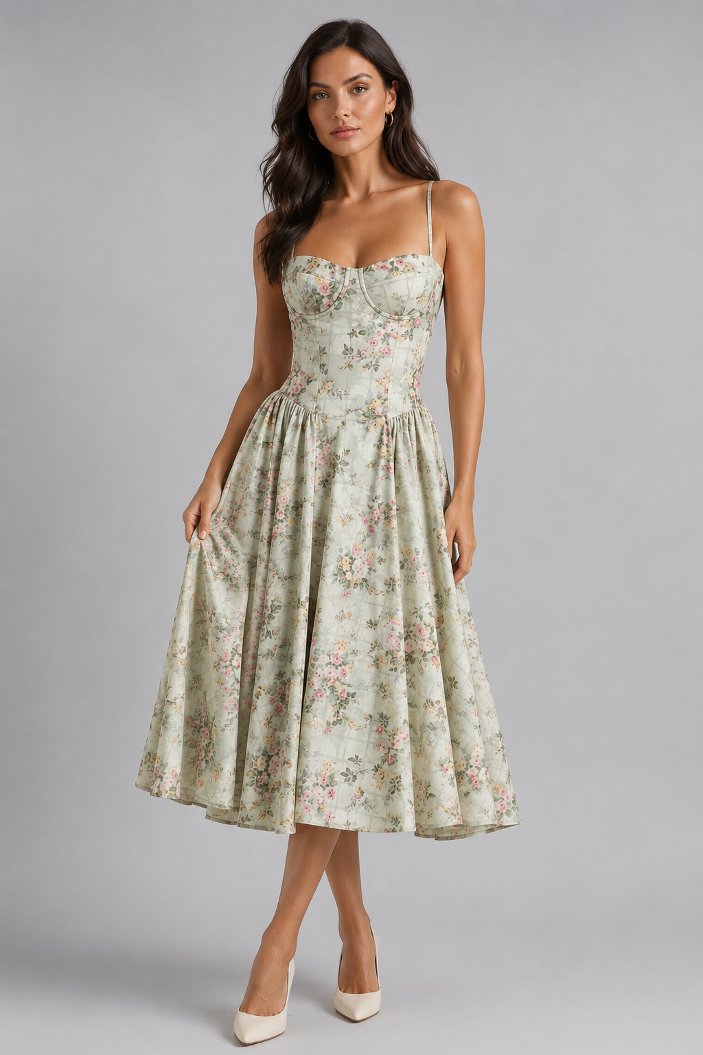 Montarello Women's Floral Corset Midi Dress – Wedding Guest Style