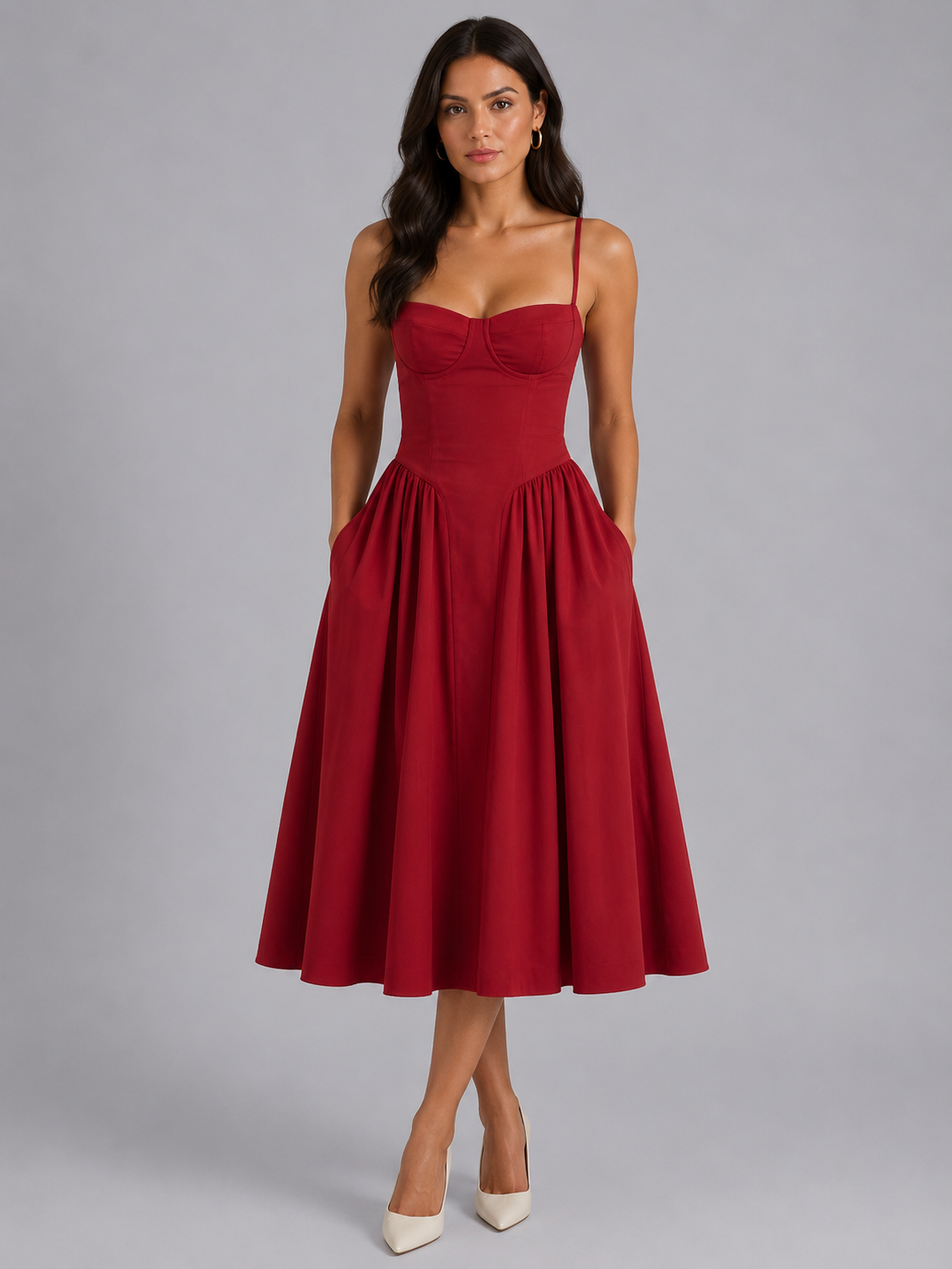 Montarello Women's Floral Corset Midi Dress – Wedding Guest Style