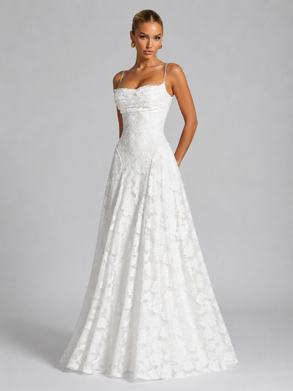 Montarello Women's Floral Lace Corset Maxi Wedding Guest Dress