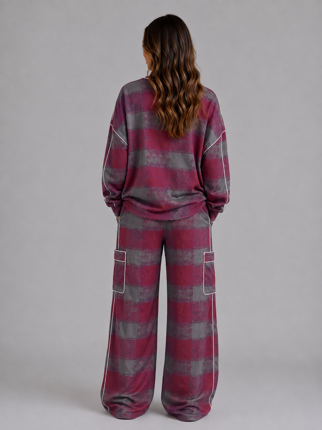 Montarello Women's Co-Ord Set Striped Oversized Sweatshirt