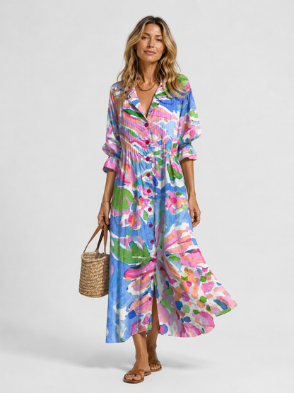 Montarello Women's Printed Maxi Shirt Dress