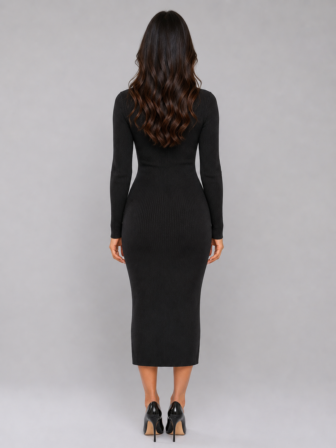 Montarello Women's Jumper Dress Ribbed Knit Button Front