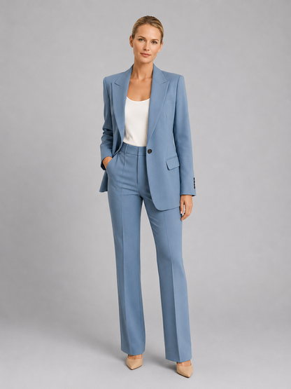 Montarello Women's Tailored Blazer and High-Waist Trouser Suit Set
