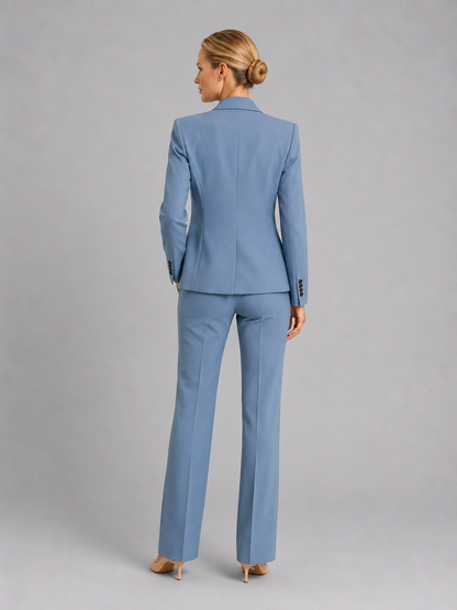 Montarello Women's Tailored Blazer and High-Waist Trouser Suit Set