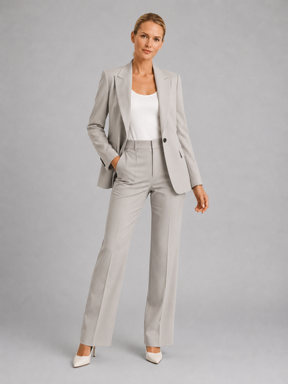 Montarello Women's Tailored Blazer and High-Waist Trouser Suit Set