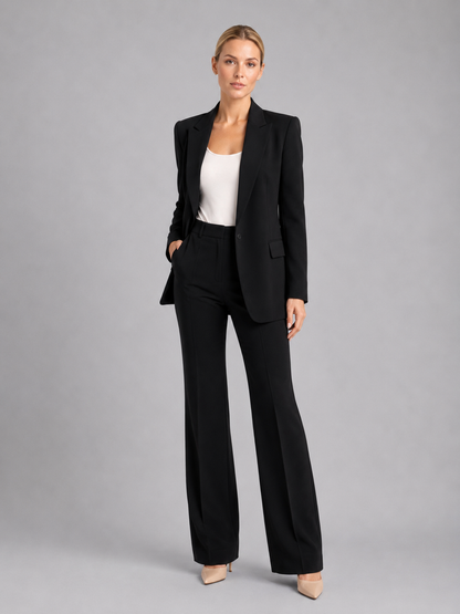 Montarello Women's Tailored Blazer and High-Waist Trouser Suit Set