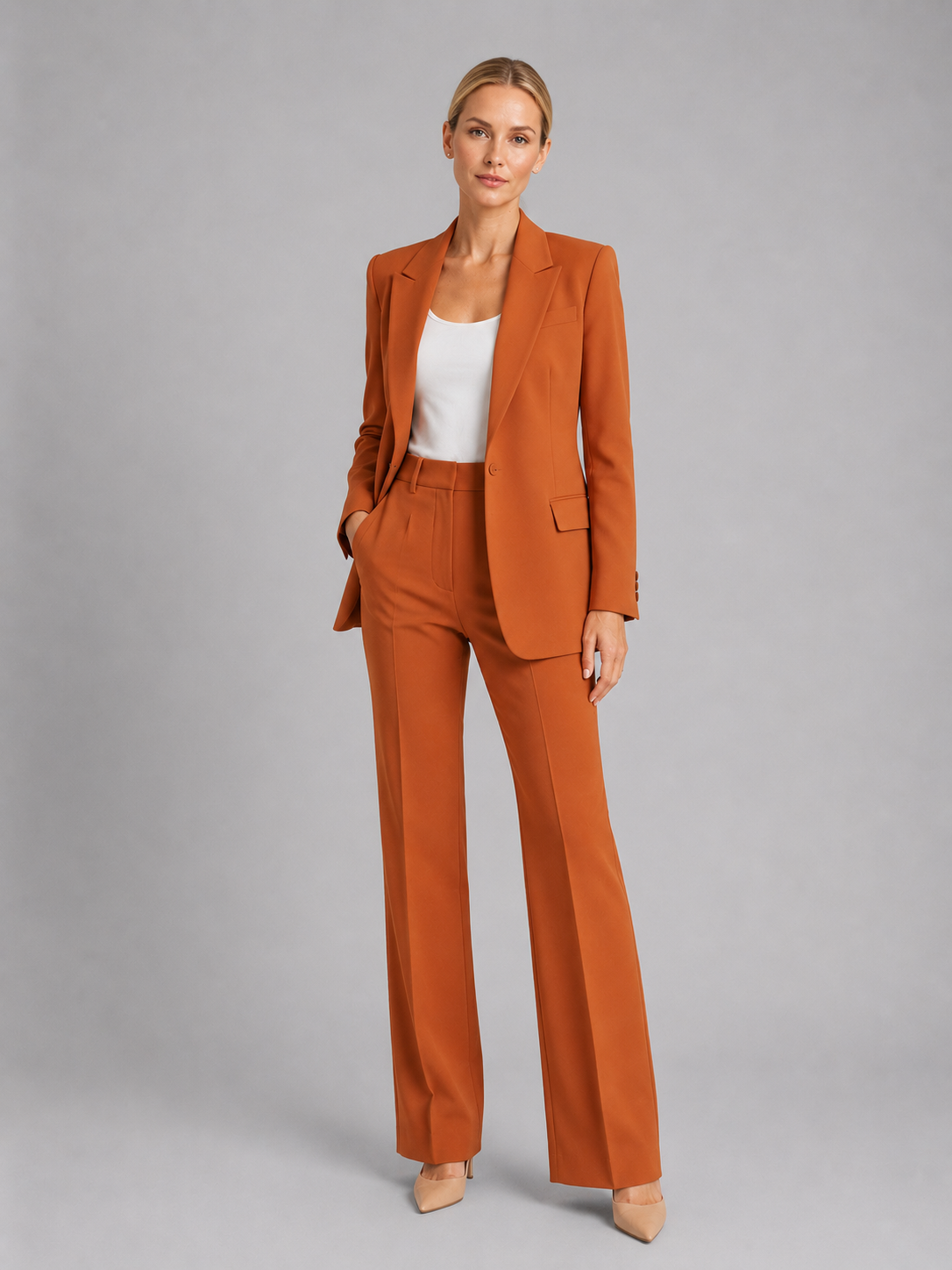 Montarello Women's Tailored Blazer and High-Waist Trouser Suit Set