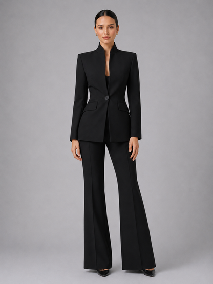 Montarello Women's Tailored Blazer and Wide-Leg Trouser Suit Set