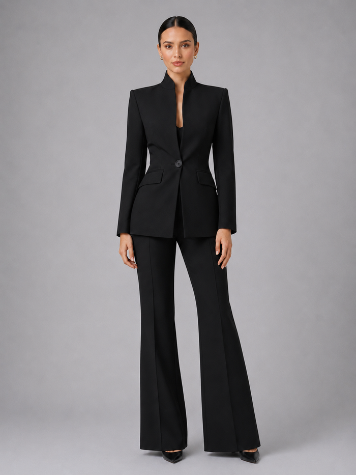 Montarello Women's Tailored Blazer and Wide-Leg Trouser Suit Set