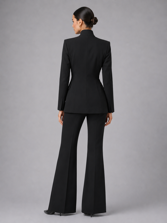 Montarello Women's Tailored Blazer and Wide-Leg Trouser Suit Set