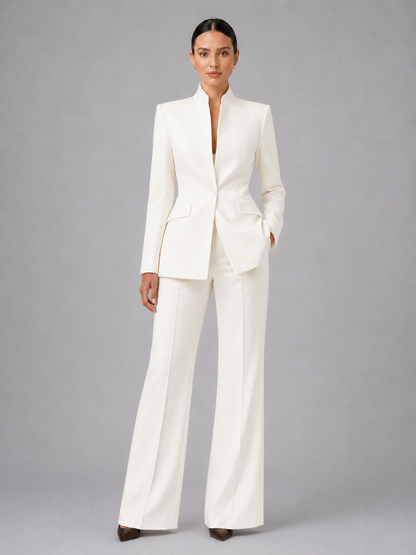Montarello Women's Tailored Blazer and Wide-Leg Trouser Suit Set