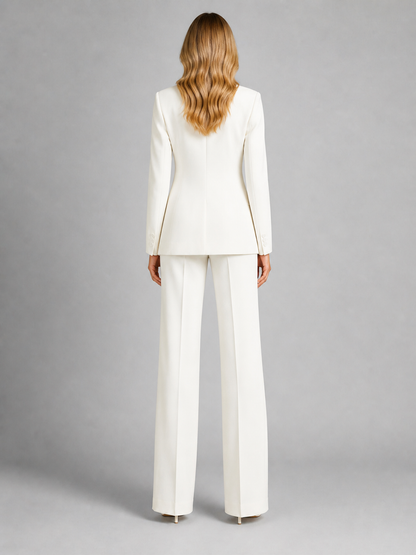 Montarello Women's Tailored Blazer and Wide-Leg Trouser Suit Set