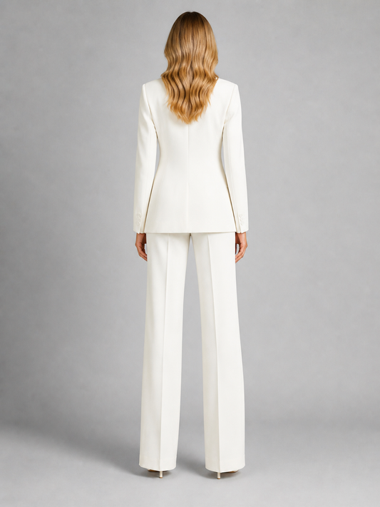 Montarello Women's Tailored Blazer and Wide-Leg Trouser Suit Set