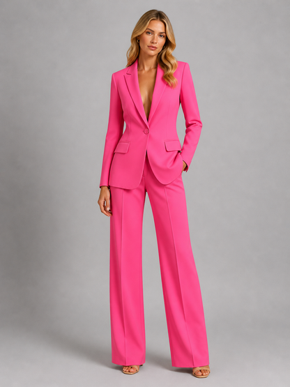 Montarello Women's Tailored Blazer and Wide-Leg Trouser Suit Set