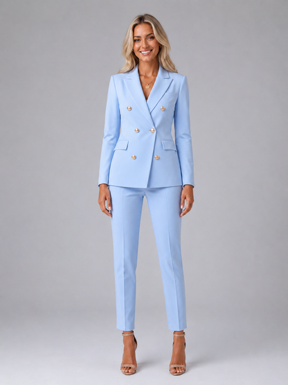 Montarello Women's Double-Breasted Blazer and Trouser Suit Set