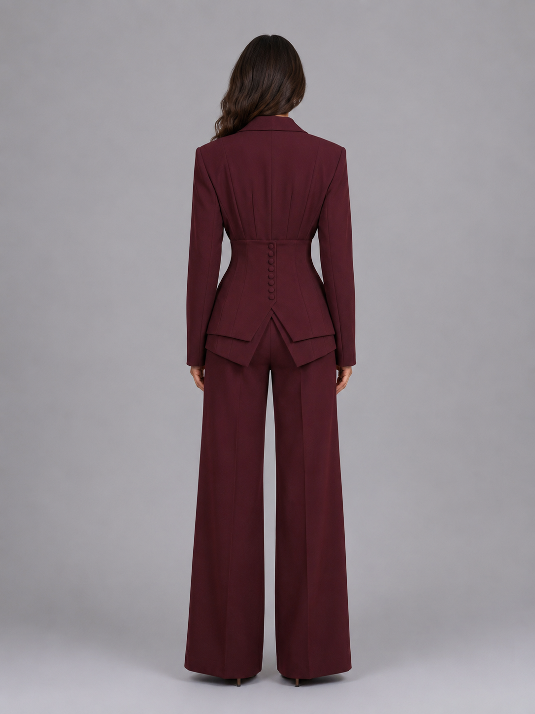 Montarello Women's Tailored Three-Piece Suit with Wide-Leg Trousers