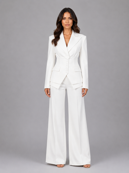 Montarello Women's Tailored Three-Piece Suit with Wide-Leg Trousers