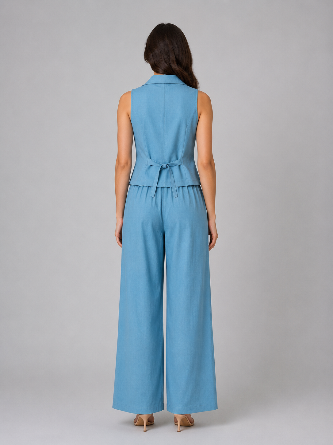 Ensemble gilet ajusté et pantalon à jambes larges pour femme – Coordonné élégant et chic