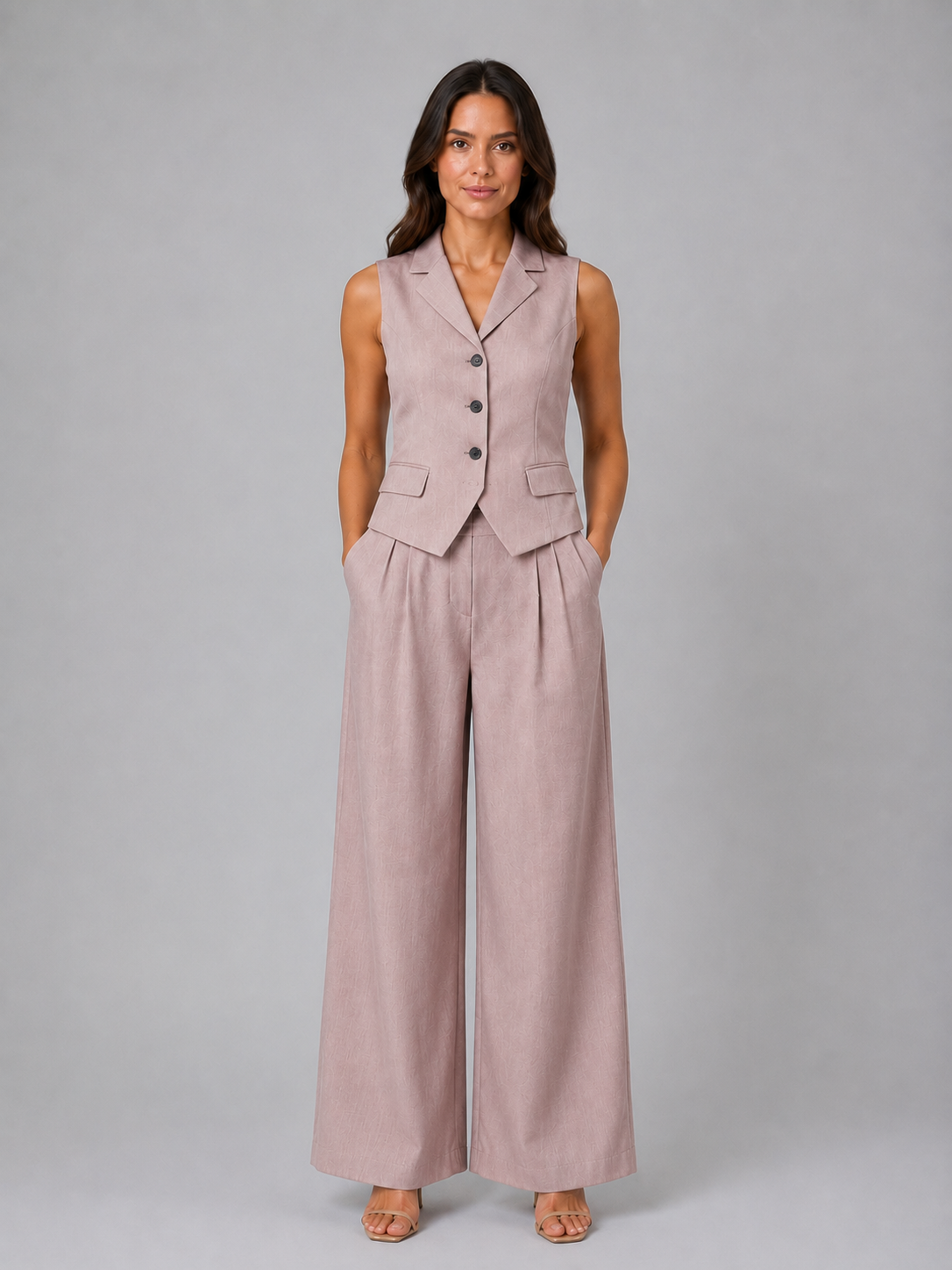 Women's Tailored Waistcoat & Wide Leg Trouser Set – Smart Elegant Co-Ord