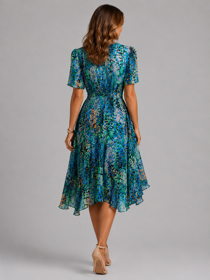Montarello Women's Floral V-Neck Midi Dress