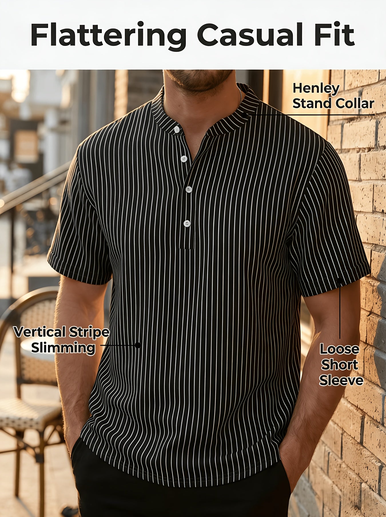 Montarello Henley Men's Linen-Look Short Sleeve Shirt